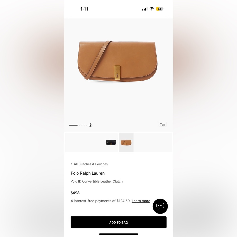 Polo Ralph Lauren Polo ID convertible leather clutch crossbody bag camel brown - Picture 14 of 15